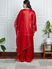 Womens Red Regular Kurti Sets