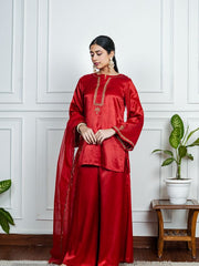 Womens Red Regular Kurti Sets