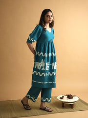 Womens Blue Flared Co-ords