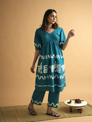 Womens Blue Flared Co-ords