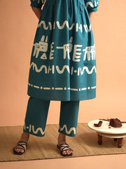 Womens Blue Flared Co-ords