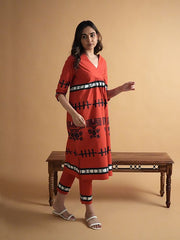 Womens Red  Straight Co-ords
