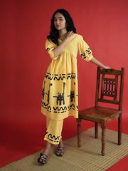 Womens Yellow  Flared Co-ords