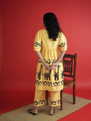 Womens Yellow  Flared Co-ords
