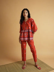 Womens Red  Flared Co-ords