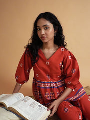 Womens Red  Flared Co-ords