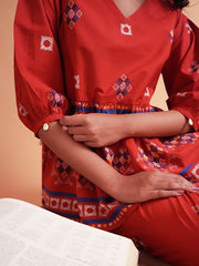 Womens Red  Flared Co-ords