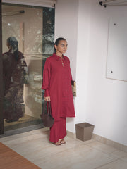 Womens Maroon Straight Kurti Sets
