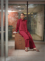 Womens Maroon Straight Kurti Sets