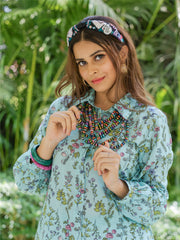 Womens Green Regular Kurti Sets