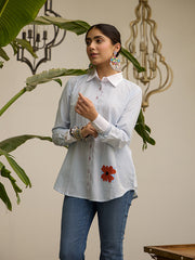 Womens Blue Comfortable Top