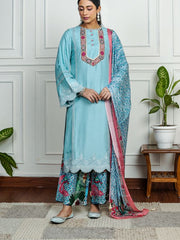 Womens Blue Regular Kurta Set