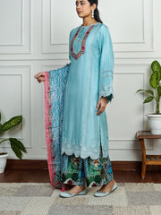 Womens Blue Regular Kurta Set