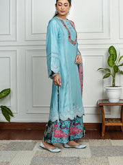 Womens Blue Regular Kurta Set