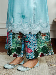 Womens Blue Regular Kurta Set