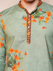 Mens Green Regular Kurta