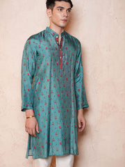 Mens Teal Blue Regular Kurta