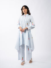 Womens Blue  Flared Co-ords