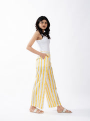 Womens Yellow  Regular Pant