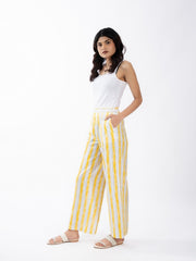 Womens Yellow  Regular Pant