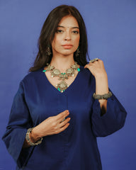 Womens Blue Straight Kurti Sets