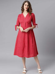 Womens Red A-Line Dress from Janasya - JYDR1019 - moher.in