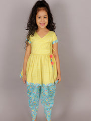 Kids Yellow Regular Kurti Set