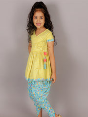 Kids Yellow Regular Kurti Set