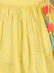 Kids Yellow Regular Kurti Set