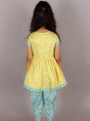 Kids Yellow Regular Kurti Set