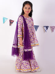 Kids Lavender Regular Kurti Set