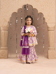 Kids Lavender Regular Kurti Set
