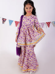 Kids Lavender Regular Kurti Set