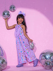 Kids Purple Regular Jumpsuit