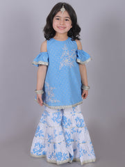 Kids Blue Regular Kurti Set