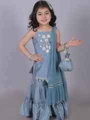 Kids Blue Regular Kurti Set