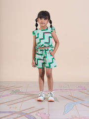 Kids Green Regular Co-ords