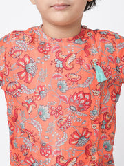 Kids Orange Regular Kurti Set