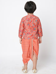 Kids Orange Regular Kurti Set