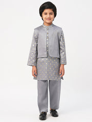 Kids Grey Regular Kurti Set