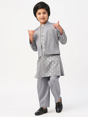 Kids Grey Regular Kurti Set