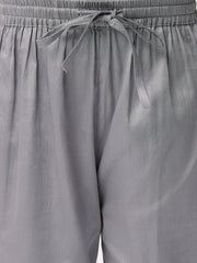 Kids Grey Regular Kurti Set