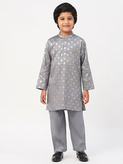 Kids Grey Regular Kurti Set