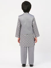 Kids Grey Regular Kurti Set