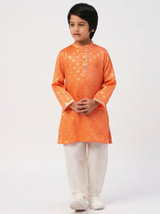 Kids Orange Regular Kurti Set