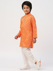 Kids Orange Regular Kurti Set