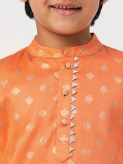 Kids Orange Regular Kurti Set