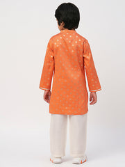 Kids Orange Regular Kurti Set