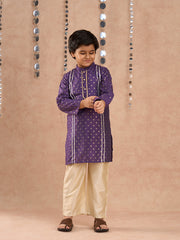 Kids Purple Regular Kurti Set