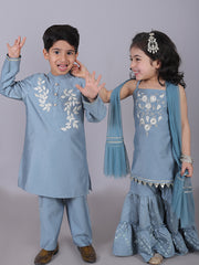 Kids Blue Regular Kurti Set